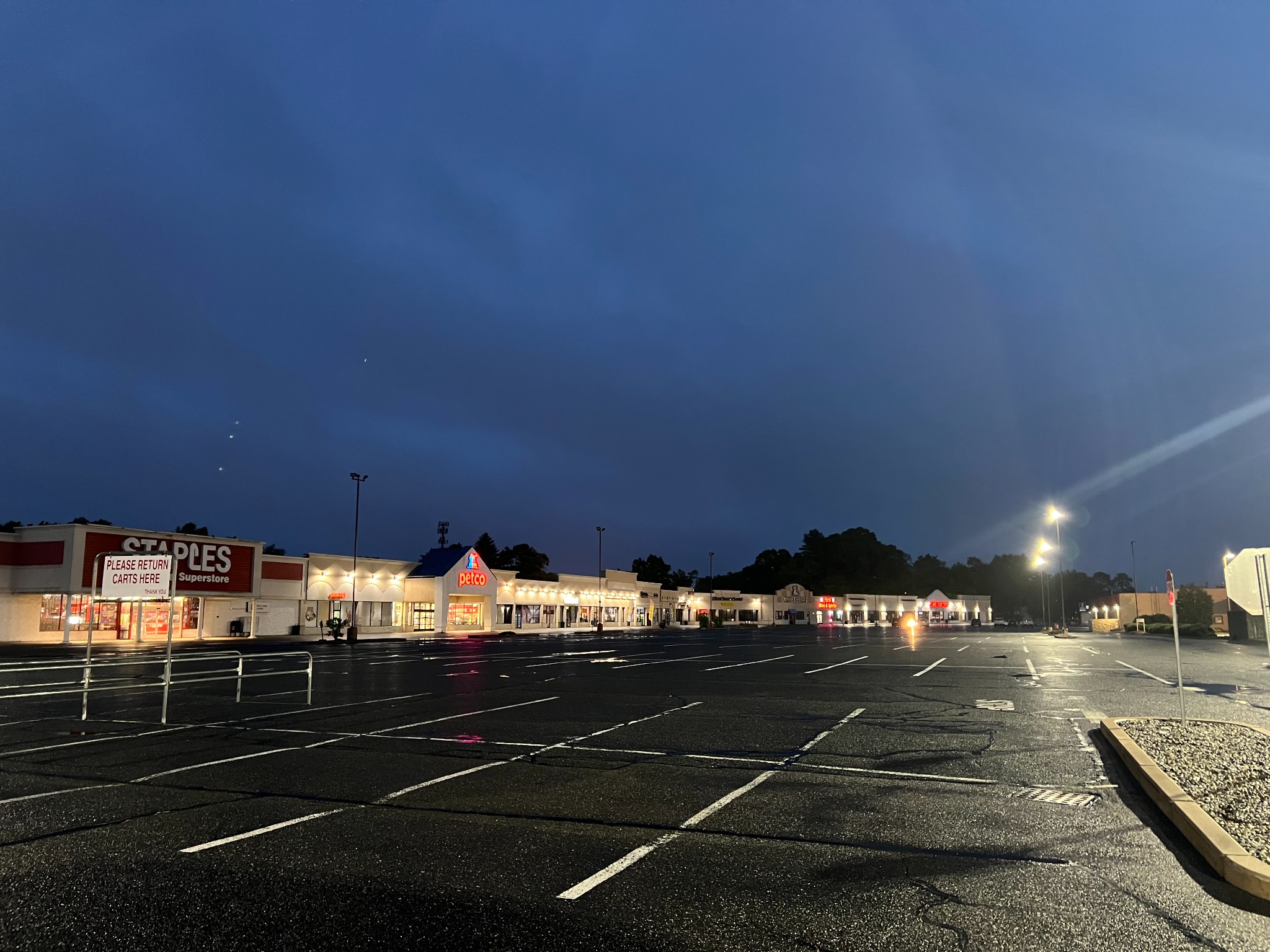 Haymarket Square shopping center at night